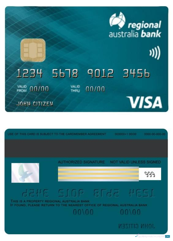 Download Australia Regional bank visa card Photoshop template